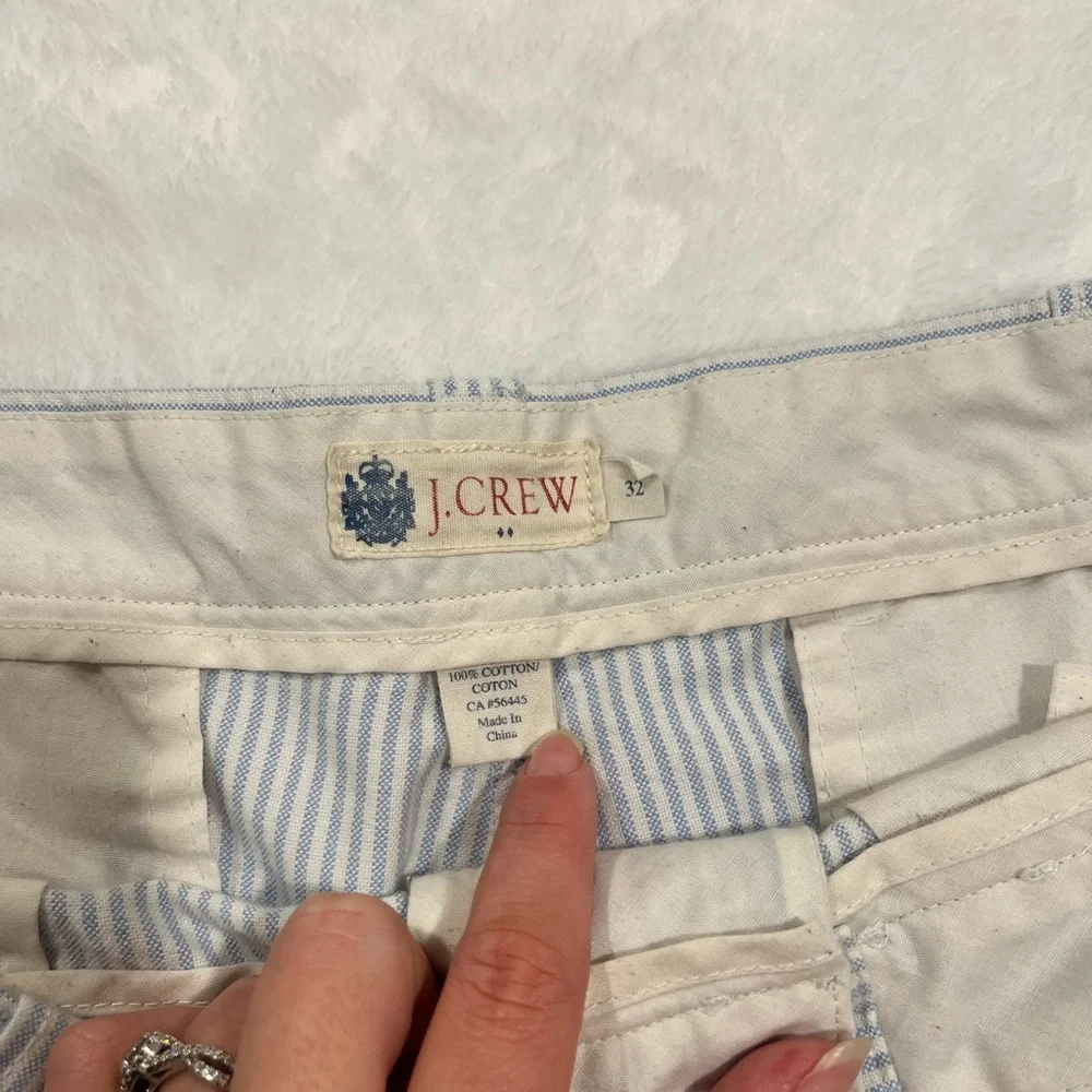 J.Crew Men's Blue & White Seersucker Striped Shorts - Size 32 - Picture 4 of 9
